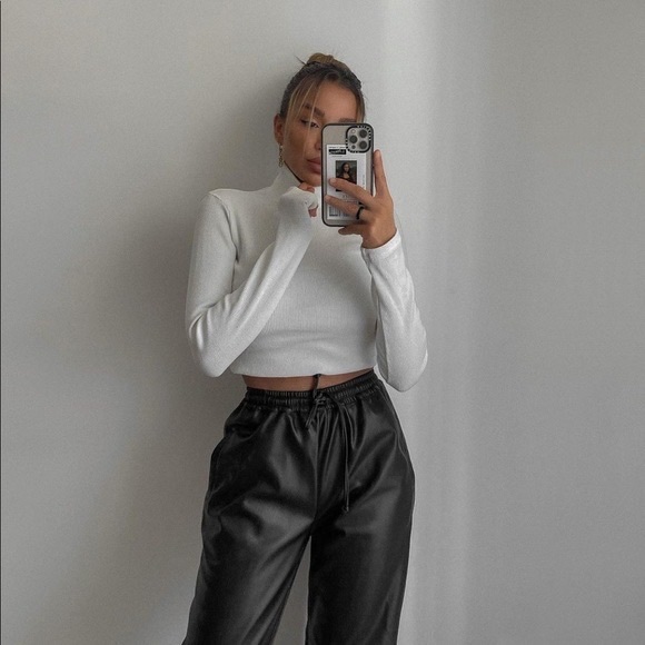 NWT Bloggers Favorite Zara Waxed Effect Wide Leg Pants Size XS - Picture 5 of 14